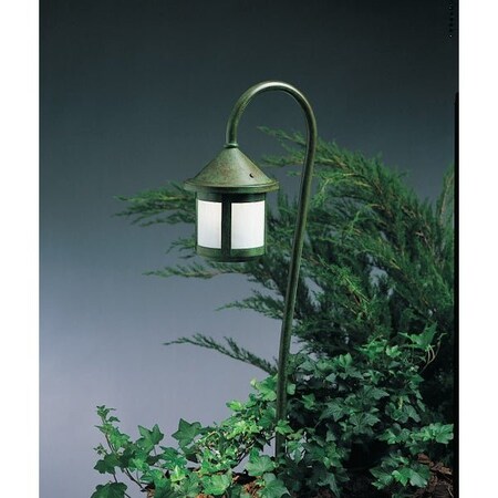 Arroyo Craftsman Low Voltage 6" Berkeley Short Body, 27" Bo Peep Stem, Slate, White Opalescent Glass LV27-B6SWO-S